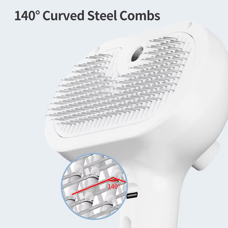 ROJECO Pet Automatic Spray Hair Comb Cat Hair Straightening Brush for Pets Dog Rechargeable Hair Removal Comb Cat Grooming Brush