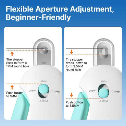 Potaroma Cat Nail Clipper with Adjustable 4-Size Trimming Hole & Hidden Nail File | Safe Toenail Trimmer for Kittens & Indoor Cats | Anti-Splash Claw Cutter for Cat Grooming (Blue)