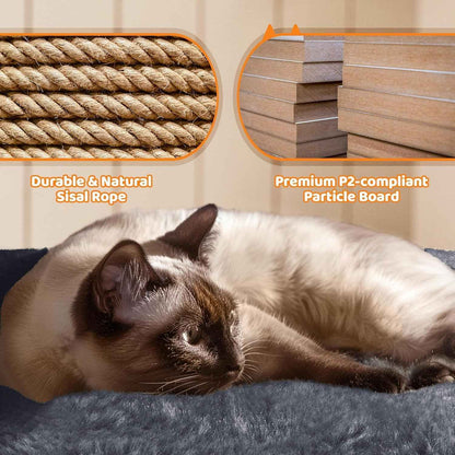 68.5In Cat Tree for Large Cats, Multi-Level Cat Tower with 3 Wide Perches, Large Condo, Stable Pet Play House W/Sisal-Covered Scratching Posts & Board, Dark Gray