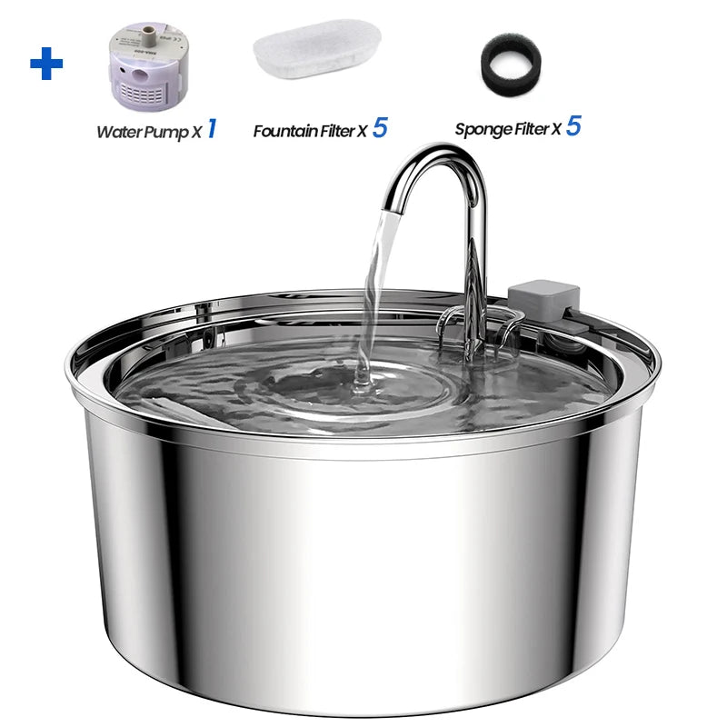 Smart Stainless Steel Cat Water Fountain - Automatic Drinker & Feeder for Happy, Hydrated Cats!