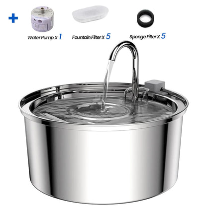 Smart Stainless Steel Cat Water Fountain - Automatic Drinker & Feeder for Happy, Hydrated Cats!