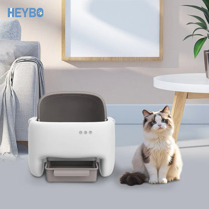 Say goodbye to messy litter! 🐾 Check out the HEYBO Self-Cleaning Litter Box - the ultimate hassle-free solution for your feline friend! 🐱✨ #CatLovers #PetTech