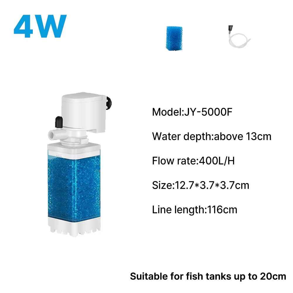 Aquarium Filter Pump Fish Tank Submersible Silent Air Oxygen Aerator Internal Water Pump Aquarium Air Pump Wave Maker 220V