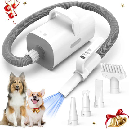 Pet Grooming Blower, Multi-Function Pet Dryer with Smart Grip, Fast Negative Ion Blower, Adjustable Airflow and Heat for Dogs and Cats