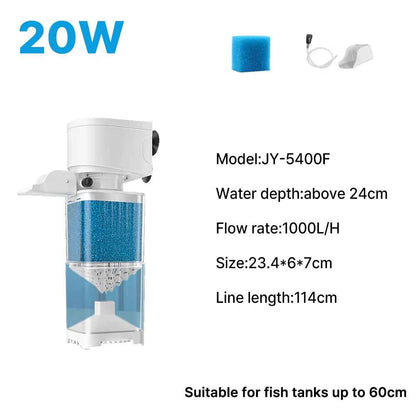 Aquarium Filter Pump Fish Tank Submersible Silent Air Oxygen Aerator Internal Water Pump Aquarium Air Pump Wave Maker 220V