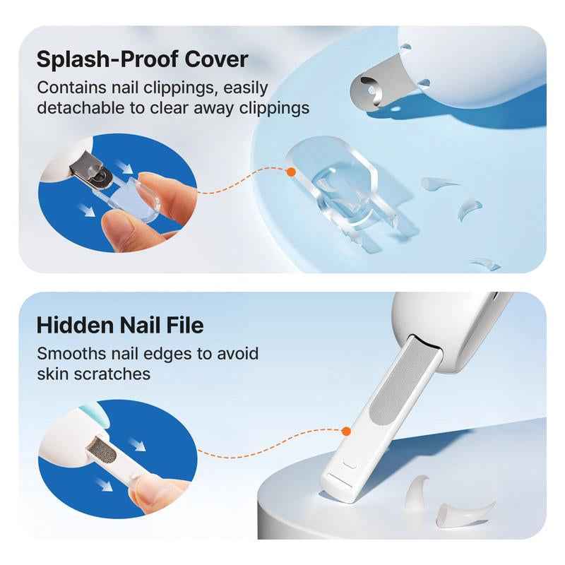 Potaroma Cat Nail Clipper with Adjustable 4-Size Trimming Hole & Hidden Nail File | Safe Toenail Trimmer for Kittens & Indoor Cats | Anti-Splash Claw Cutter for Cat Grooming (Blue)