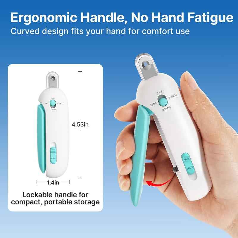 Potaroma Cat Nail Clipper with Adjustable 4-Size Trimming Hole & Hidden Nail File | Safe Toenail Trimmer for Kittens & Indoor Cats | Anti-Splash Claw Cutter for Cat Grooming (Blue)