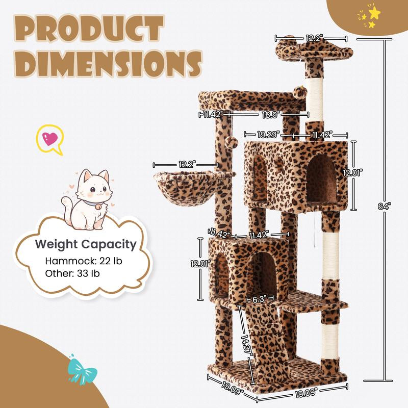 SHA CERLIN 81In/63In Multi-Level Tall Cat Tree Tower with Hammock & Sisal Scratching Posts Larger Cat Condo Furniture for Multi-Cat Play & Rest #Christmasgifts#Tiktokshopblackfriday