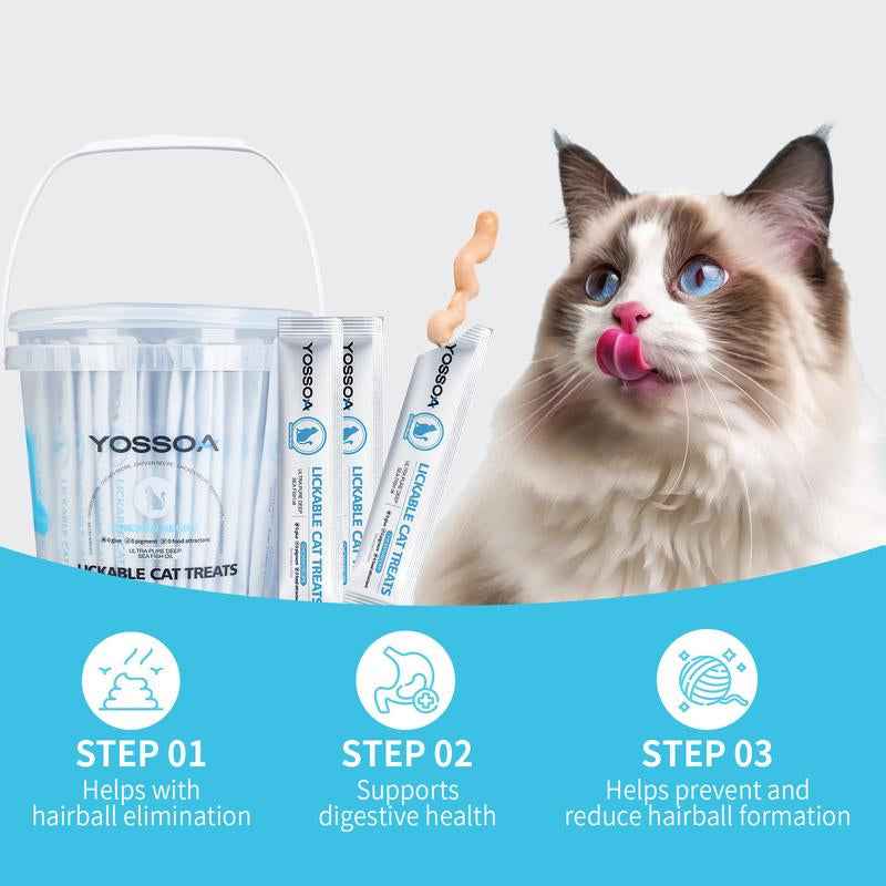 YOSSOA Lickable Wet Cat Treats, Squeezable Creamy Purée Cat Treat Delectables Squeeze Lickable Treats, Squeeze Stick Lickable Treats for Cats No Added Fillers, No By-Products, No Added Preservatives