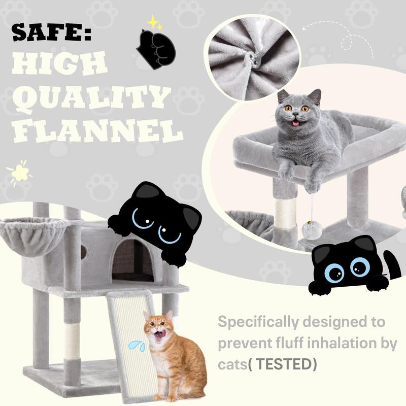 SHA CERLIN 81In/63In Multi-Level Tall Cat Tree Tower with Hammock & Sisal Scratching Posts Larger Cat Condo Furniture for Multi-Cat Play & Rest #Christmasgifts#Tiktokshopblackfriday