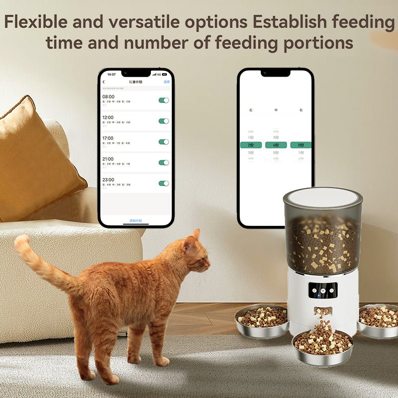 HEYBO Automatic Cat Feeder Smart App-Controlled Pet Feeder with 3 Bowls
