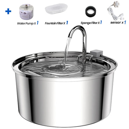 Smart Stainless Steel Cat Water Fountain - Automatic Drinker & Feeder for Happy, Hydrated Cats!