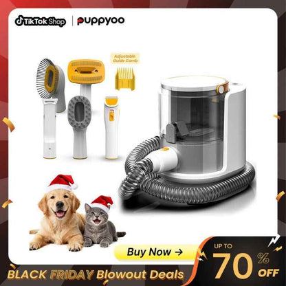 Puppyoo Pet Grooming and Vacuum Cleaner for Dogs and Cats， 12000Pa Vacuum Brush for Shedding Grooming, 1.5L Dust Cup,4M Power Cord Length，Pet Products，Dog&Cat Hair Vacuum Groomer,Clipper & Hair Remover Roller for Dogs & Cats