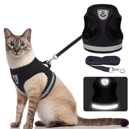 Ultimate Escape-Proof Cat Harness & Leash Set - Adjustable, Reflective, & Perfect for Your Furry Adventurer! 🐾✨