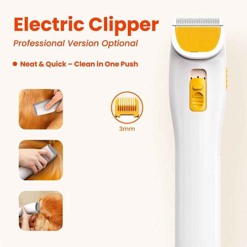 Puppyoo Pet Grooming and Vacuum Cleaner for Dogs and Cats， 12000Pa Vacuum Brush for Shedding Grooming, 1.5L Dust Cup,4M Power Cord Length，Pet Products，Dog&Cat Hair Vacuum Groomer,Clipper & Hair Remover Roller for Dogs & Cats