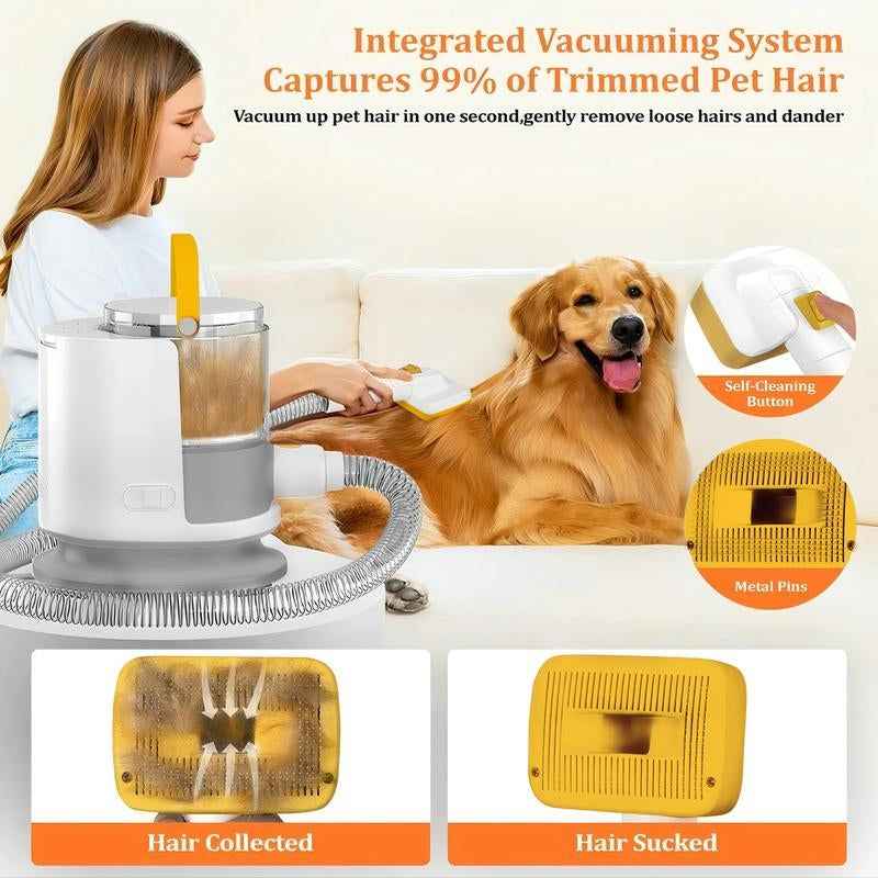 Puppyoo Pet Grooming and Vacuum Cleaner for Dogs and Cats， 12000Pa Vacuum Brush for Shedding Grooming, 1.5L Dust Cup,4M Power Cord Length，Pet Products，Dog&Cat Hair Vacuum Groomer,Clipper & Hair Remover Roller for Dogs & Cats