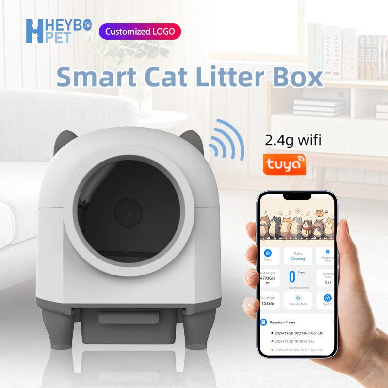 Say goodbye to scooping! 🐾 Check out the HEYBO Self-Cleaning Cat Litter Box - 80L of automatic convenience for your furry friend! 🐱✨