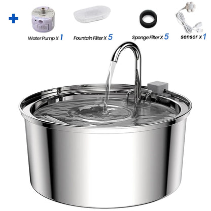 Smart Stainless Steel Cat Water Fountain - Automatic Drinker & Feeder for Happy, Hydrated Cats!