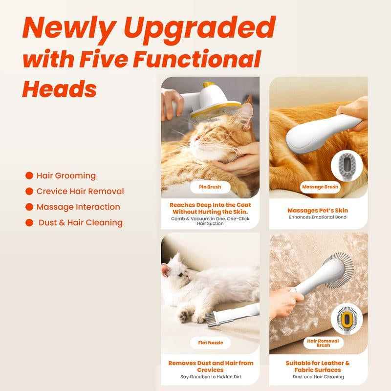 Puppyoo Pet Grooming and Vacuum Cleaner for Dogs and Cats， 12000Pa Vacuum Brush for Shedding Grooming, 1.5L Dust Cup,4M Power Cord Length，Pet Products，Dog&Cat Hair Vacuum Groomer,Clipper & Hair Remover Roller for Dogs & Cats