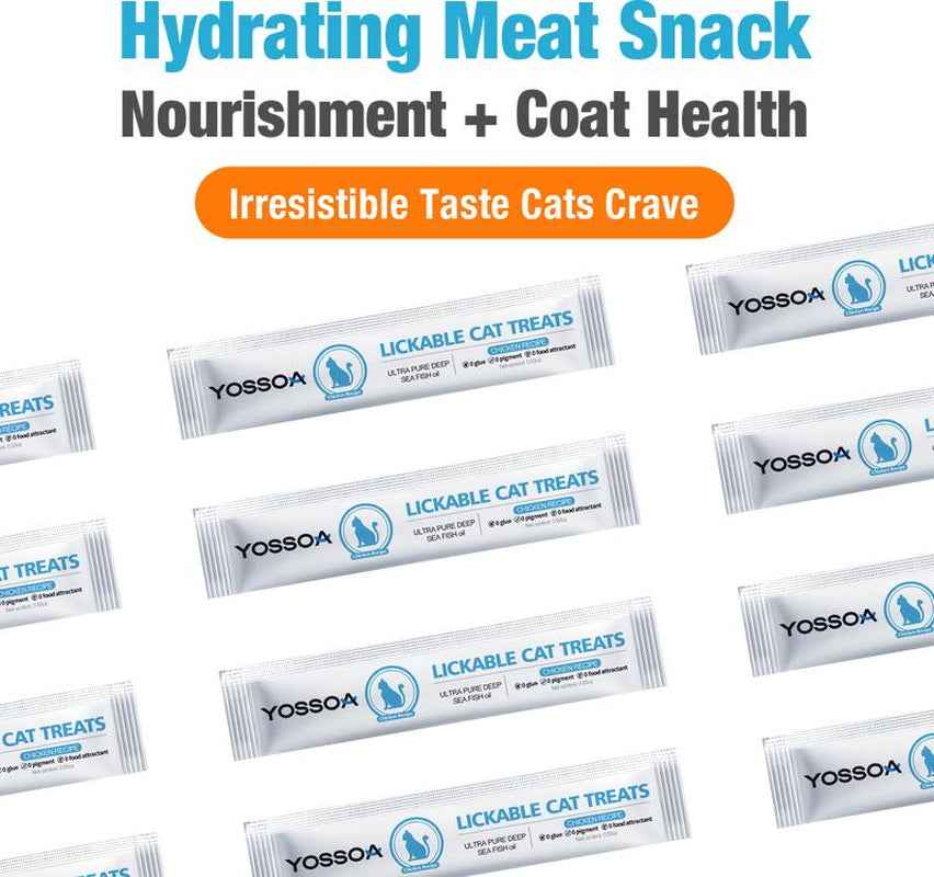 YOSSOA Lickable Wet Cat Treats, Squeezable Creamy Purée Cat Treat Delectables Squeeze Lickable Treats, Squeeze Stick Lickable Treats for Cats No Added Fillers, No By-Products, No Added Preservatives