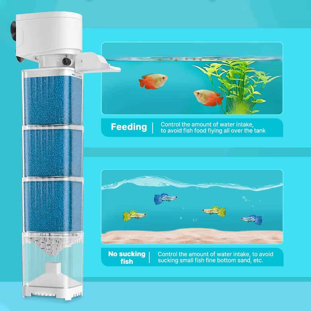 Aquarium Filter Pump Fish Tank Submersible Silent Air Oxygen Aerator Internal Water Pump Aquarium Air Pump Wave Maker 220V