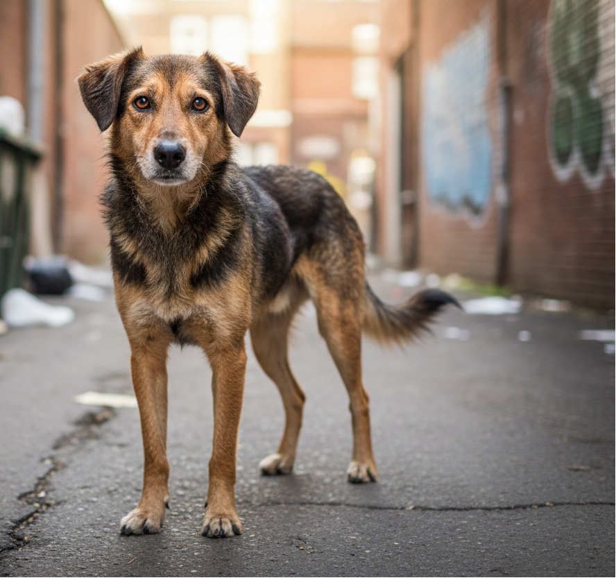 skinny homeless dog
